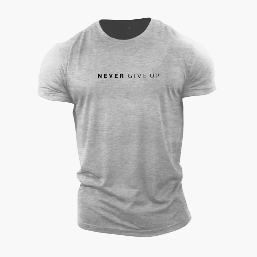 Herren Motivations-T-Shirt NEVER GIVE UP – Sport & Freizeit, Modernes Statement-Shirt