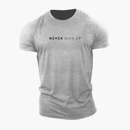 Herren Motivations-T-Shirt NEVER GIVE UP – Sport & Freizeit, Modernes Statement-Shirt