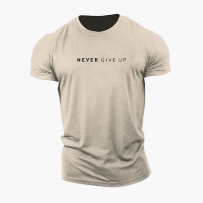 Herren Motivations-T-Shirt NEVER GIVE UP – Sport & Freizeit, Modernes Statement-Shirt