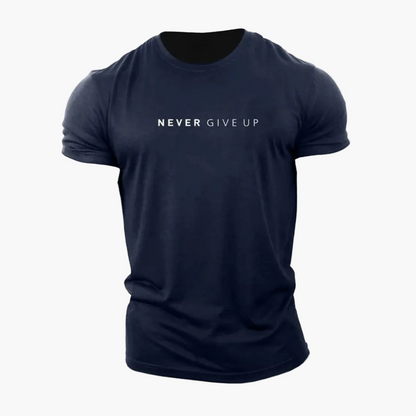 Herren Motivations-T-Shirt NEVER GIVE UP – Sport & Freizeit, Modernes Statement-Shirt