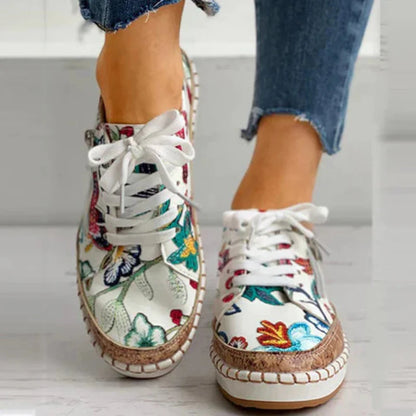 Damen Sneaker mit Blumenmuster – Modische Freizeitschuhe mit orthopädischem Komfort
