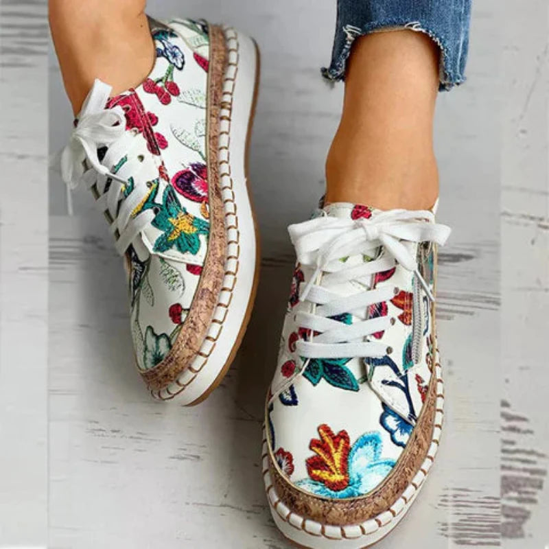 Damen Sneaker mit Blumenmuster – Modische Freizeitschuhe mit orthopädischem Komfort