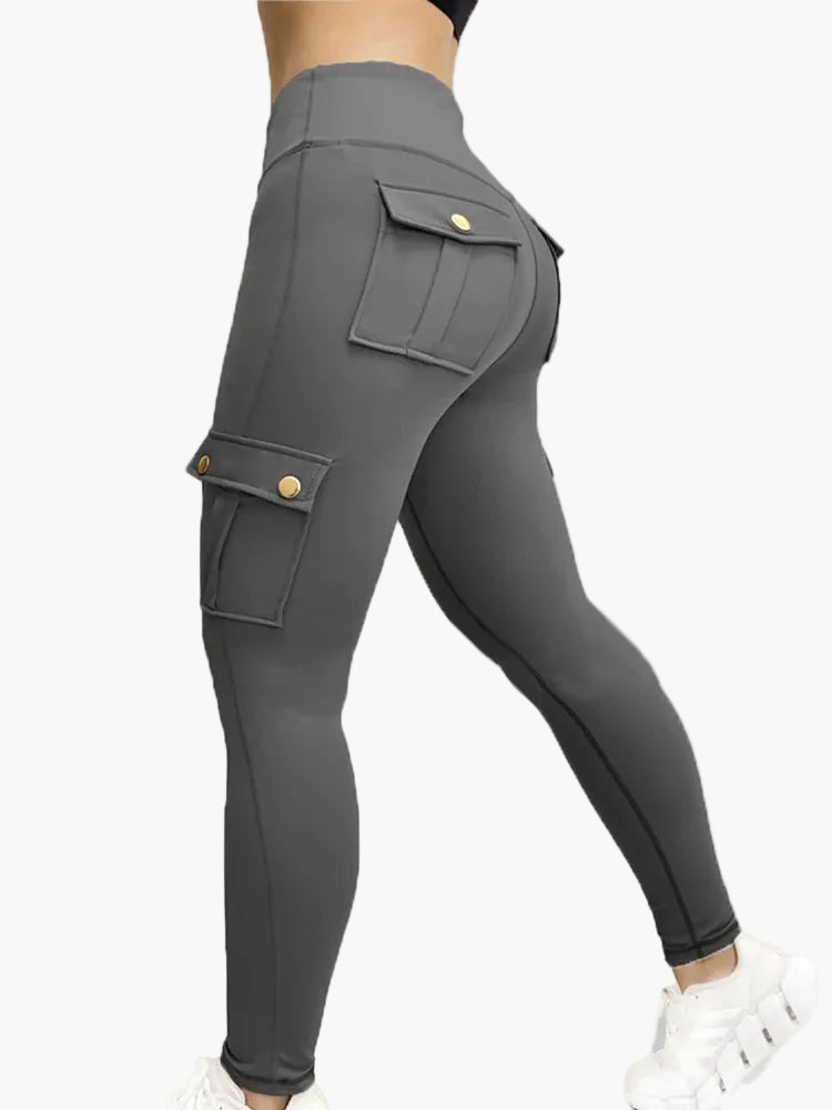 Damen Cargo Fitness Leggings mit Taschen – Funktionale Sports- & Freizeitleggings