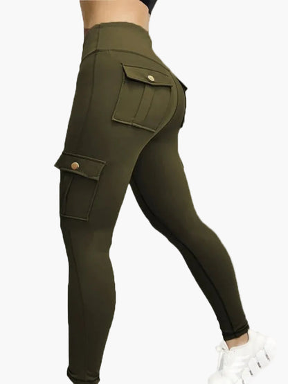 Damen Cargo Fitness Leggings mit Taschen – Funktionale Sports- & Freizeitleggings