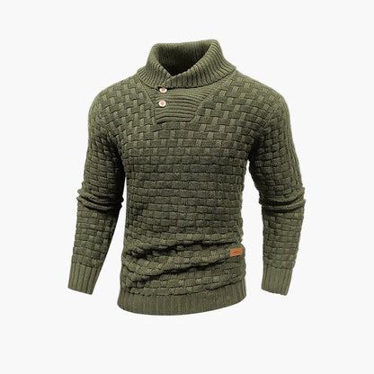 Herren Strickpullover mit Knopfleiste und Stehkragen – Winterlicher Casual-Style für Büro und Freizeit