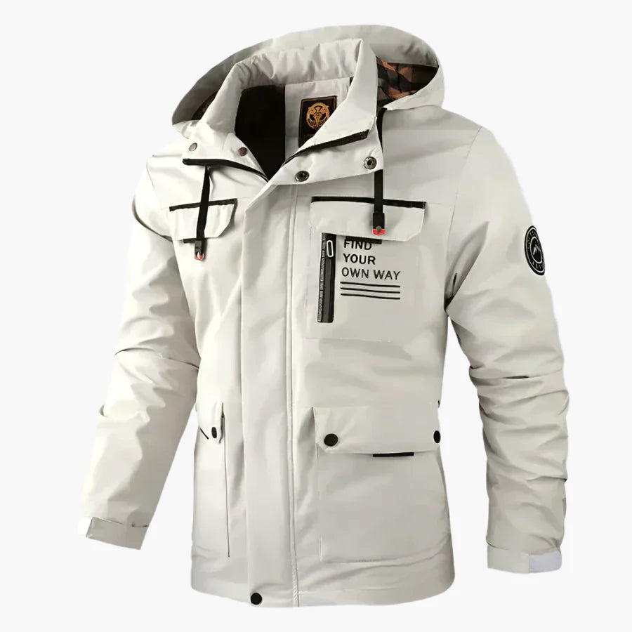 Herren Winter Outdoor Jacke – Funktionaler Parka mit Kapuze und Statement-Design für kalte Tage
