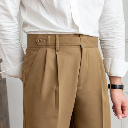 Herren Bundfaltenhose Beige Kurz Geschnitten Casual Business