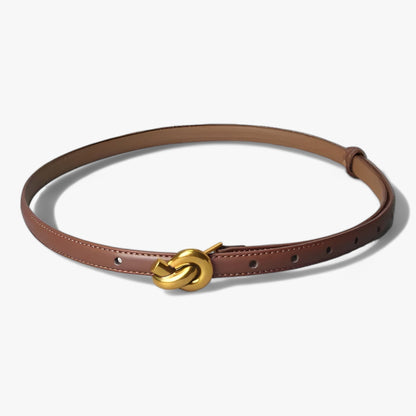 Schmaler Gürtel mit goldfarbener Knotenschnalle, verstellbar, in verschiedenen Farben
