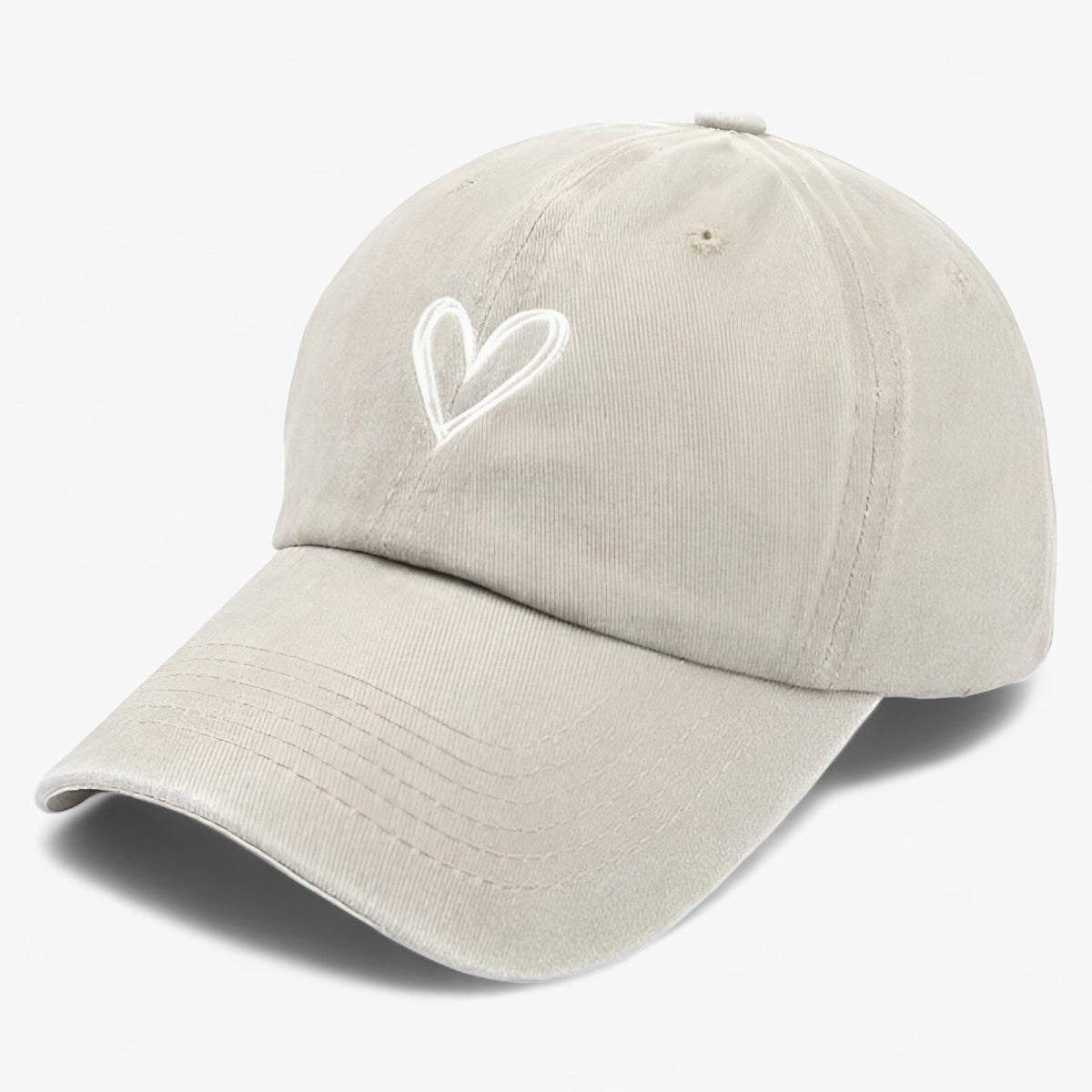 Baseball Cap in Used-Optik mit Herz-Stickerei – Verstellbare Freizeitmütze