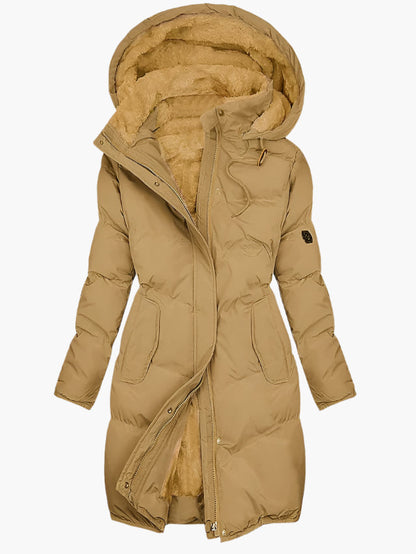 Damen Winter Steppmantel mit Kapuze – Langer Kuschel-Parka für Alltag & Freizeit