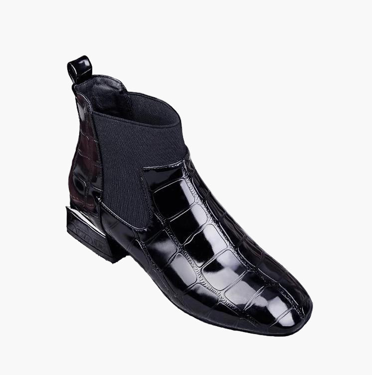 Damen Chelsea Boots im eleganten Croco-Look – Stilvolle Herbst-Winter Stiefeletten für trendbewusste Frauen