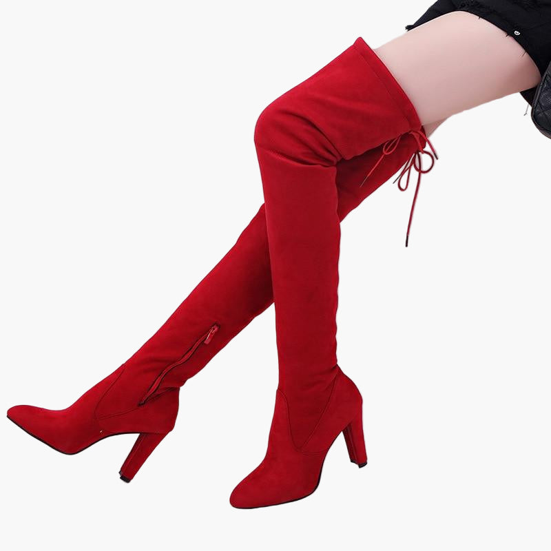 Damen Overknee-Stiefel mit hohem Schaft und Absatz