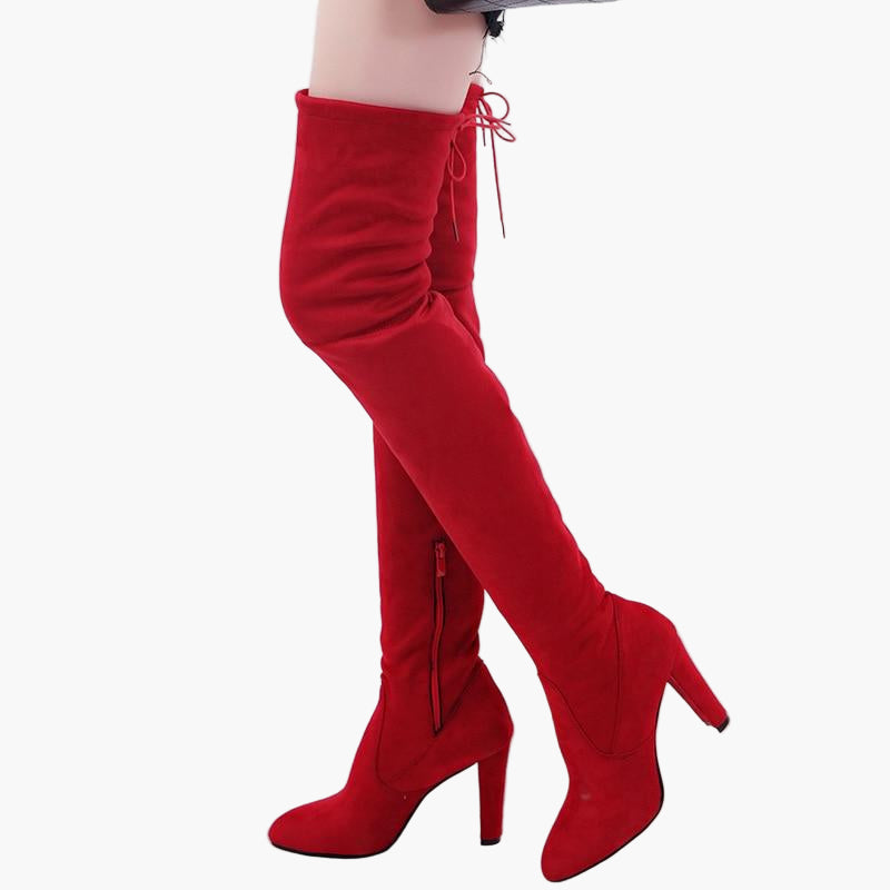 Damen Overknee-Stiefel mit hohem Schaft und Absatz