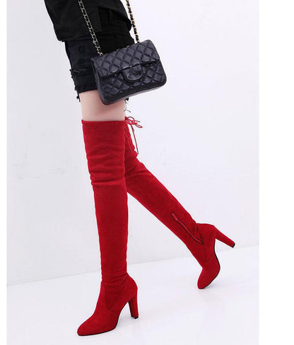 Damen Overknee-Stiefel mit hohem Schaft und Absatz
