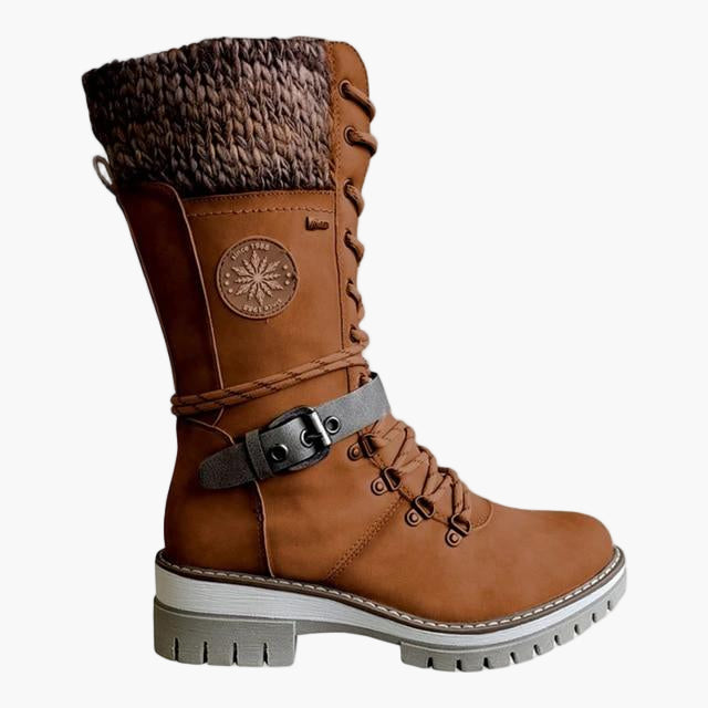 Damen Winter-Stiefeletten im Strick-Look mit Schnürung und Blockabsatz – Modische Outdoor-Boots für Herbst und Winter