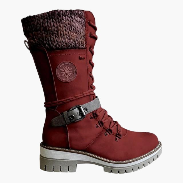 Damen Winter-Stiefeletten im Strick-Look mit Schnürung und Blockabsatz – Modische Outdoor-Boots für Herbst und Winter