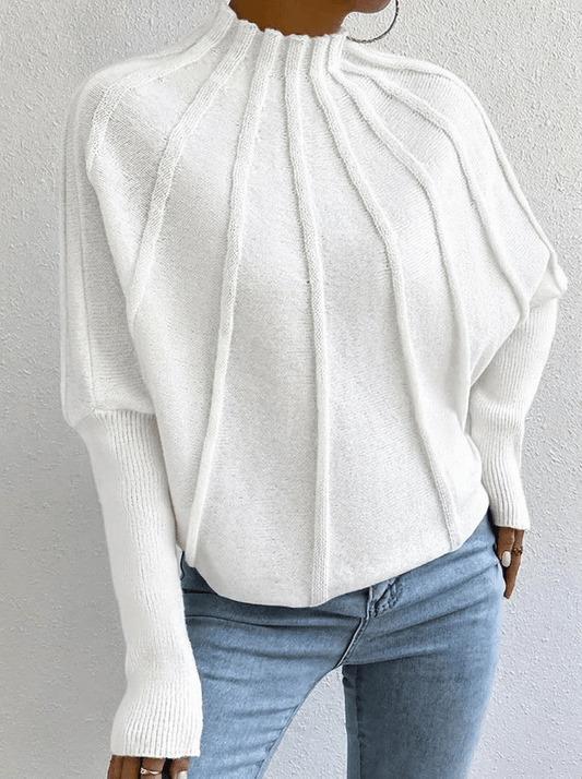 Damen Strickpullover mit Stehkragen und Rippenstruktur