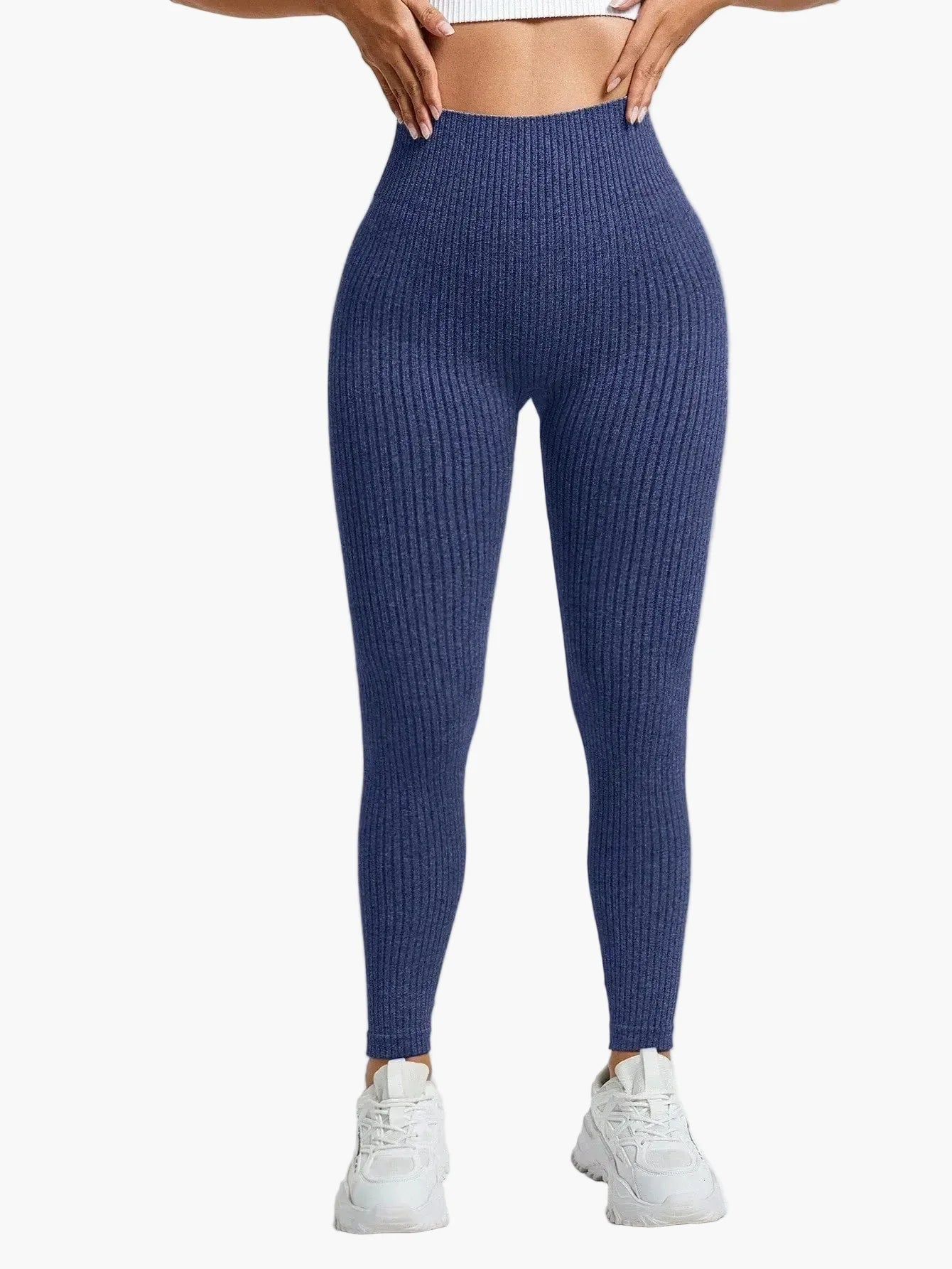 Damen Seamless Leggings Rippstrick – Sport & Freizeit, Figurformend, High Waist
