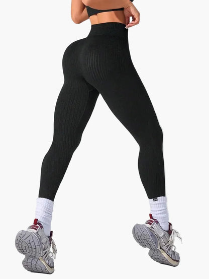 Damen Seamless Leggings Rippstrick – Sport & Freizeit, Figurformend, High Waist