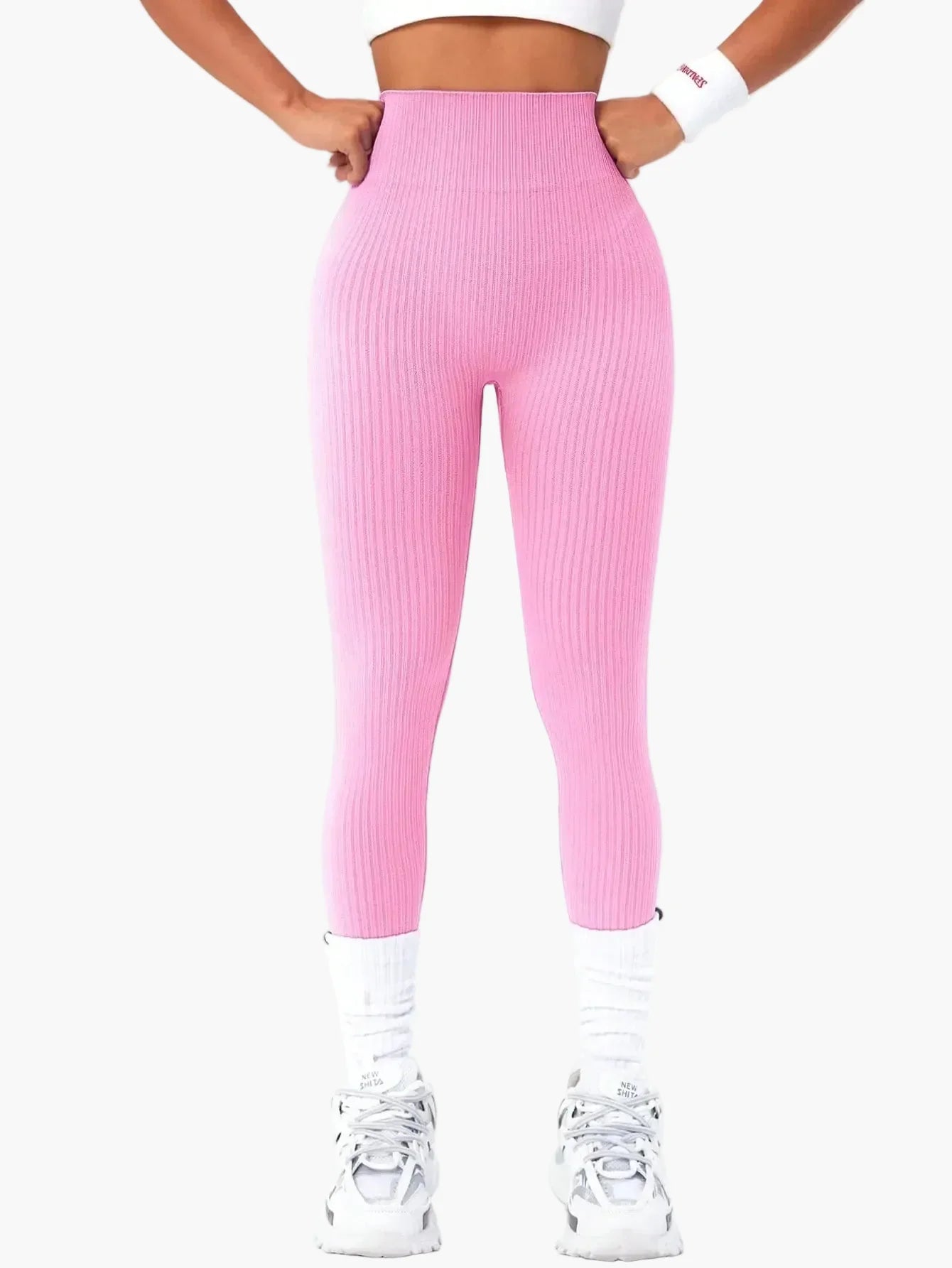 Damen Seamless Leggings Rippstrick – Sport & Freizeit, Figurformend, High Waist