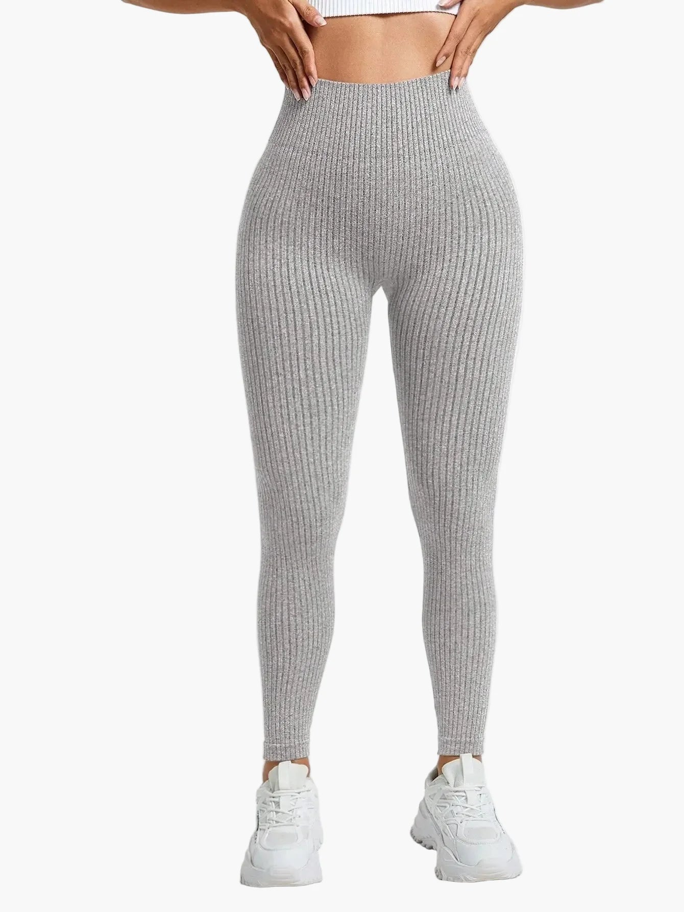 Damen Seamless Leggings Rippstrick – Sport & Freizeit, Figurformend, High Waist