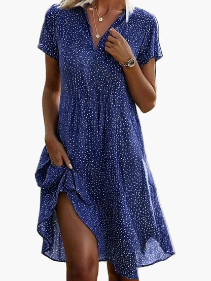 Damen Hemdblusenkleid Kurzarm Freizeitkleid Sommer Midi – Zeitloser Stil für Alltag & Büro