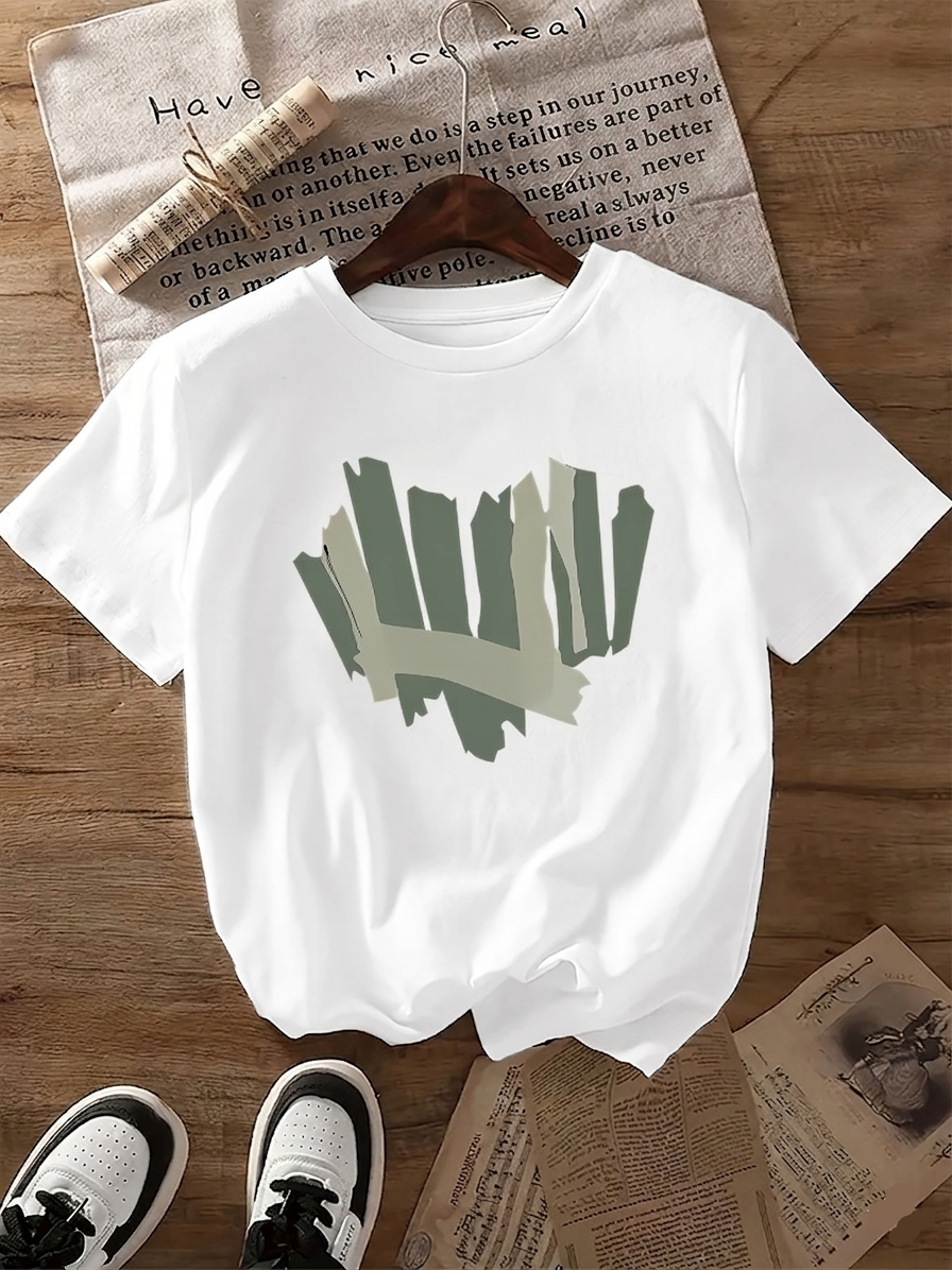 Damen T-Shirt mit abstraktem Grafikdruck – Lockeres, modisches Freizeitshirt