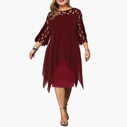 Damen Midikleid Übergröße Elegant mit Spitzenärmeln – Stilvolles Festkleid für festliche Anlässe