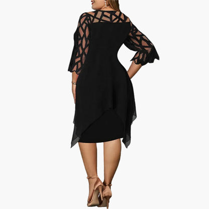Damen Midikleid Übergröße Elegant mit Spitzenärmeln – Stilvolles Festkleid für festliche Anlässe