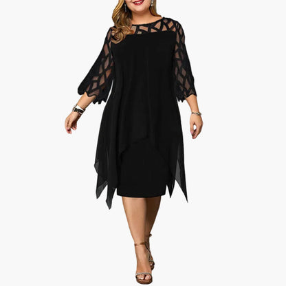 Damen Midikleid Übergröße Elegant mit Spitzenärmeln – Stilvolles Festkleid für festliche Anlässe