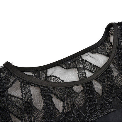 Damen Midikleid Übergröße Elegant mit Spitzenärmeln – Stilvolles Festkleid für festliche Anlässe