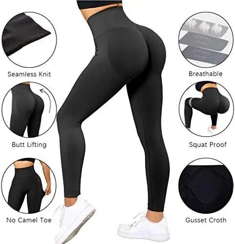Damen Seamless Sport Leggings mit Push-Up-Effekt – High Waist, Figurformend, Perfekt für Fitness & Alltag