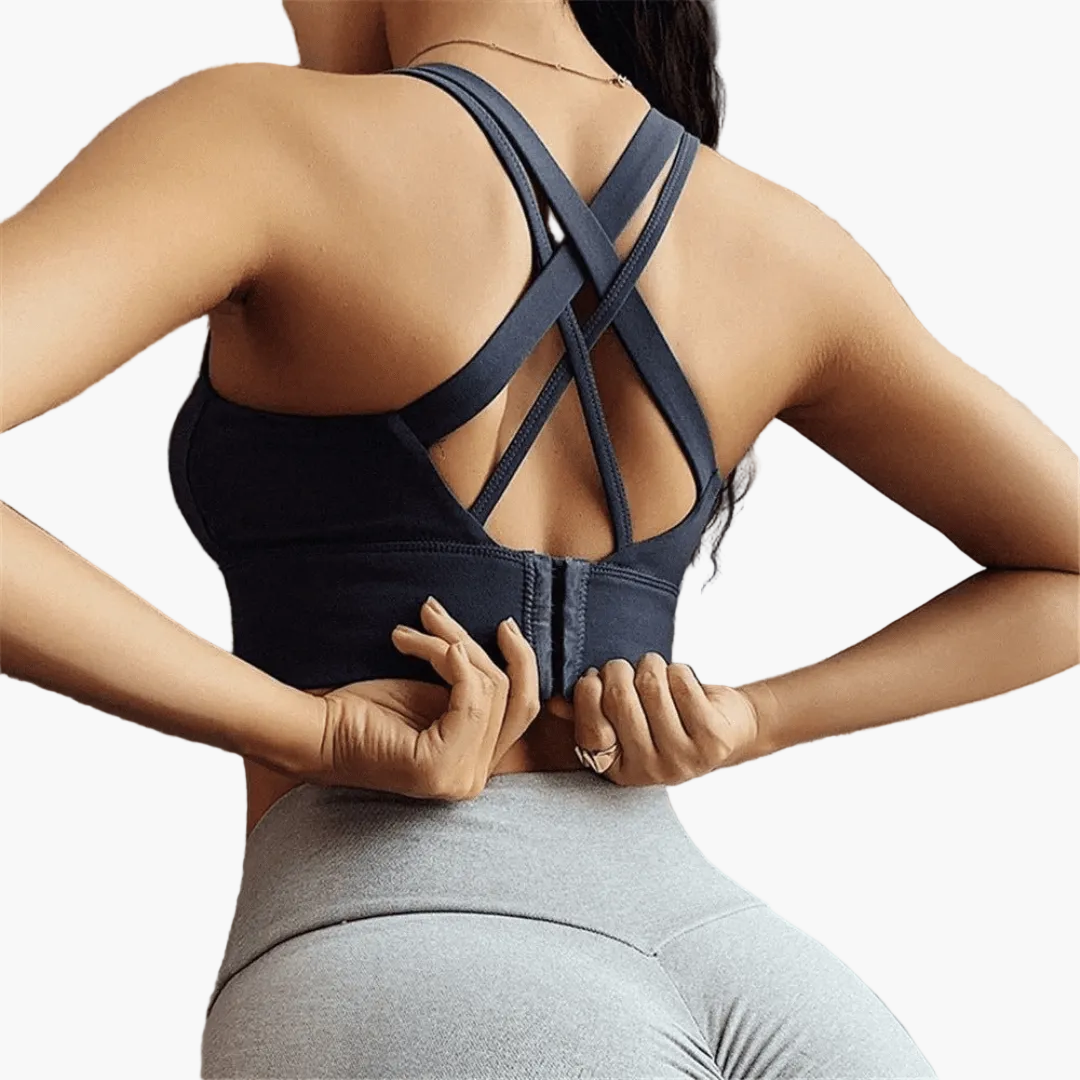 Damen Sport-BH mit Push-Up und Kreuzträger – Stilvoller Fitness-BH für intensives Training und Alltag