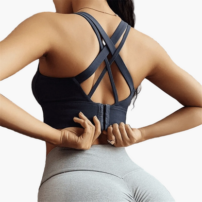 Damen Sport-BH mit Push-Up und Kreuzträger – Stilvoller Fitness-BH für intensives Training und Alltag