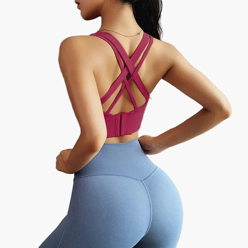 Damen Sport-BH mit Push-Up und Kreuzträger – Stilvoller Fitness-BH für intensives Training und Alltag
