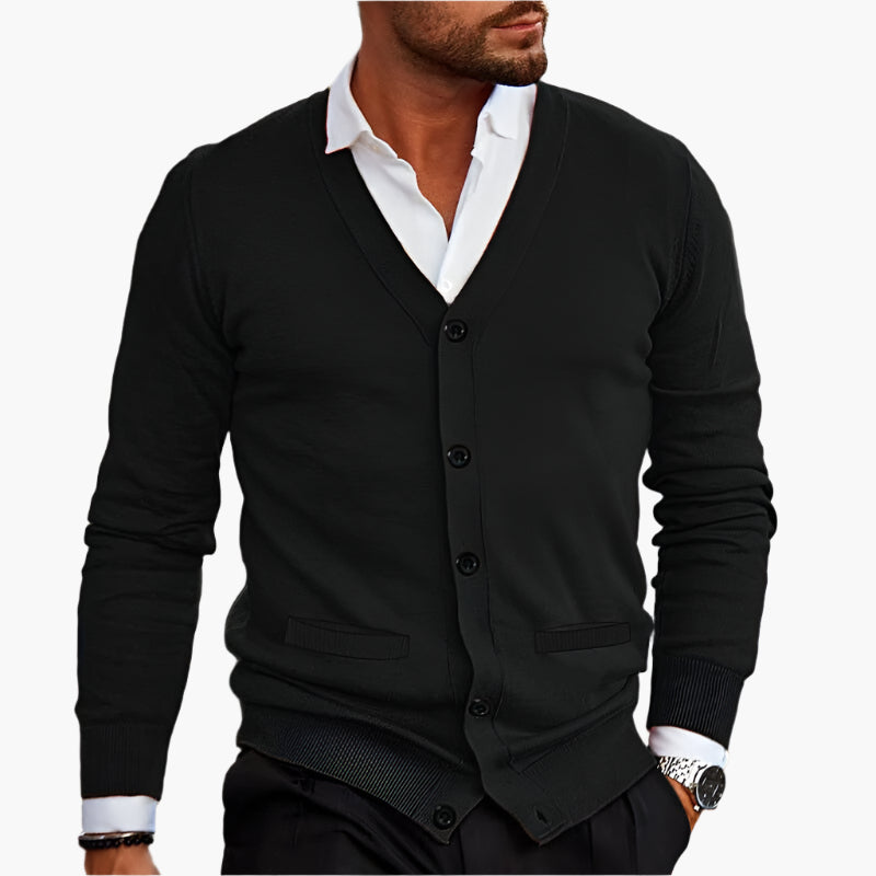 Herren Elegante Strick-Cardigan mit Knopfleiste – Klassischer Look für Büro & Freizeit