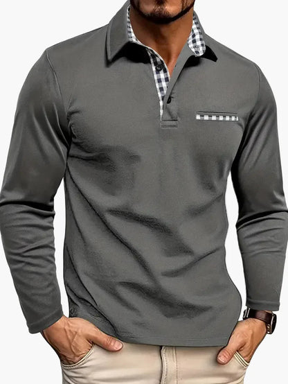 Herren Langarm-Poloshirt mit Karo-Details – Sportlich-eleganter Look für die Übergangszeit