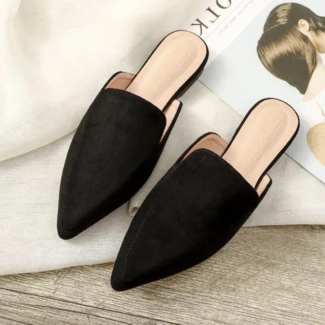 Damen Spitze Slipper Mules aus weichem Material