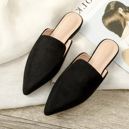 Damen Spitze Slipper Mules aus weichem Material