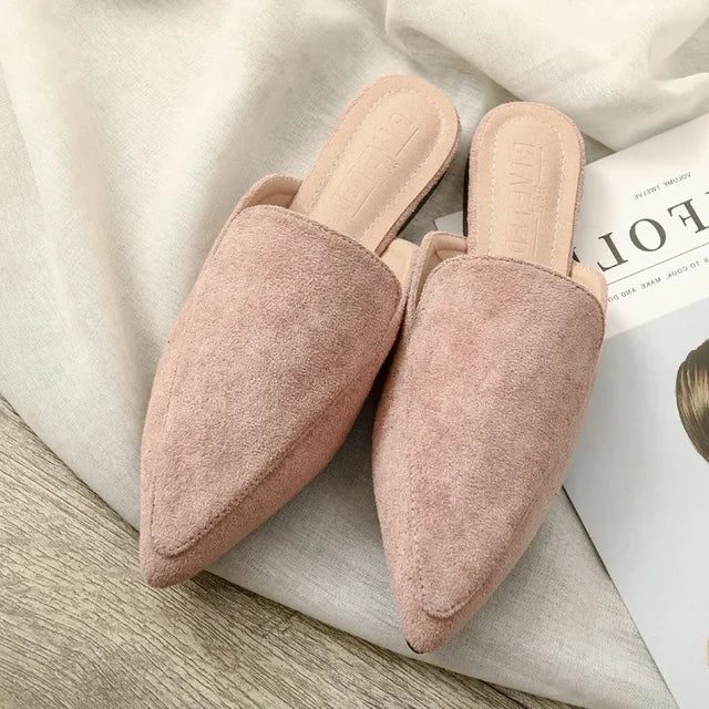 Damen Spitze Slipper Mules aus weichem Material