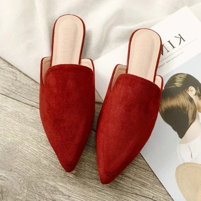 Damen Spitze Slipper Mules aus weichem Material