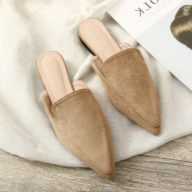 Damen Spitze Slipper Mules aus weichem Material