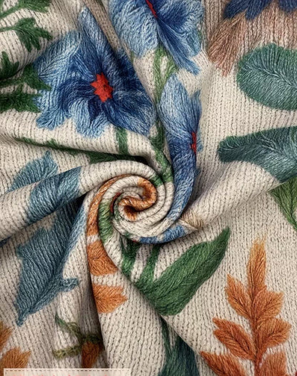 Damen Strickjacke mit Reißverschluss und buntem Blumenmuster