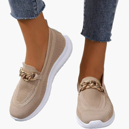 Damen Slip-On Loafers mit Kettenverzierung – Bequeme Freizeitschuhe für Alltag und Büro
