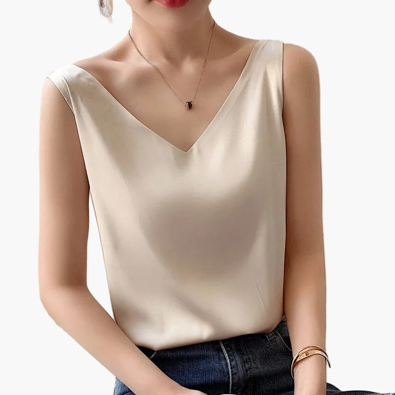 Damen Top mit V-Ausschnitt – Elegantes Minimalistisches Basic für Alltag & Freizeit