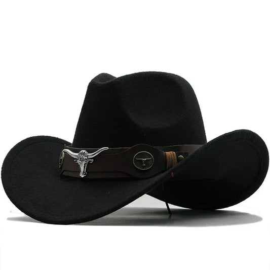 Unisex Cowboyhut mit Bullen-Emblem und Krempe
