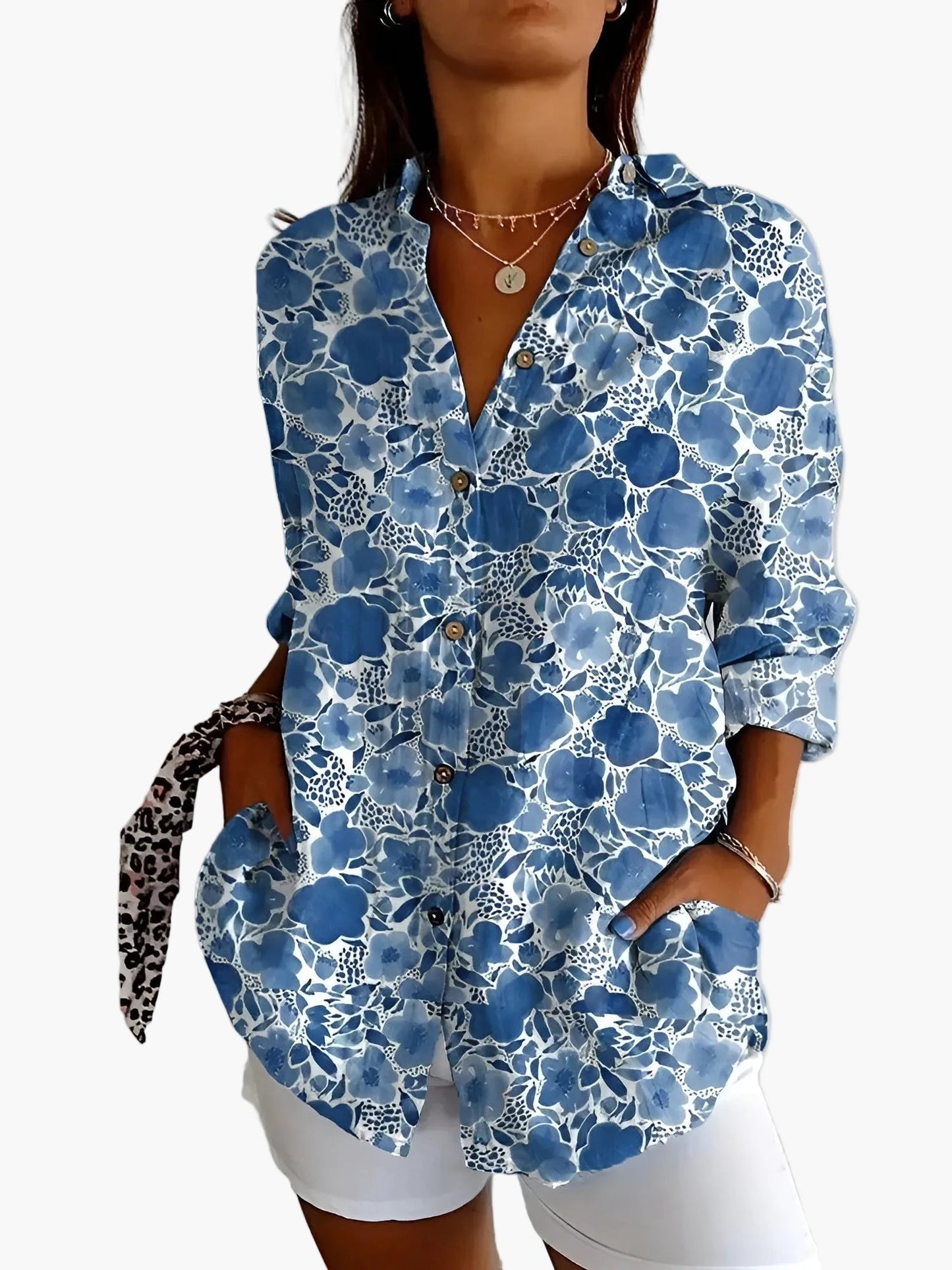 Damen Hemdbluse im Vintage-Look mit floralen Mustern – Lässiger Freizeitstil