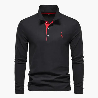 Herren Langarm-Poloshirt mit Logo-Stickerei