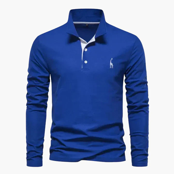 Herren Langarm-Poloshirt mit Logo-Stickerei