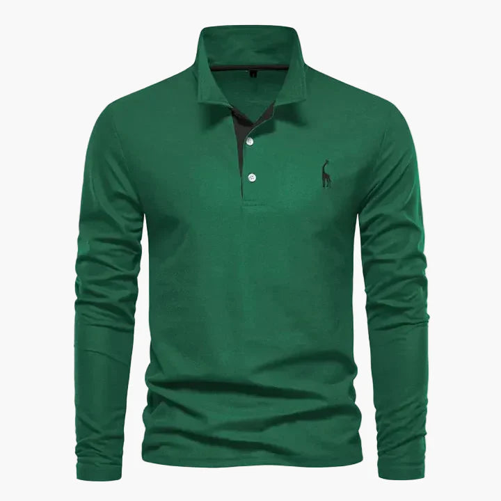 Herren Langarm-Poloshirt mit Logo-Stickerei